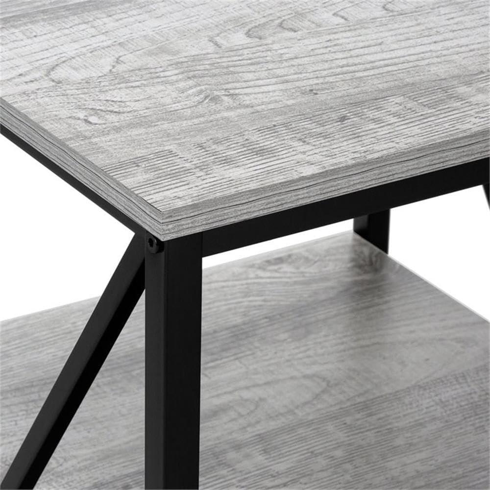 Monarch Specialties Accent Table Side End Nightstand Lamp Living Room Bedroom Metal Laminate Black Contemporary Modern