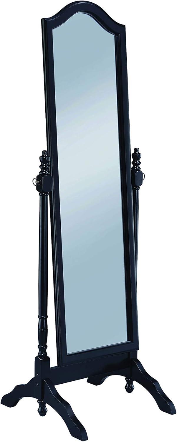 Cabot Full Length Black Wood Cheval Mirror with Arched Top