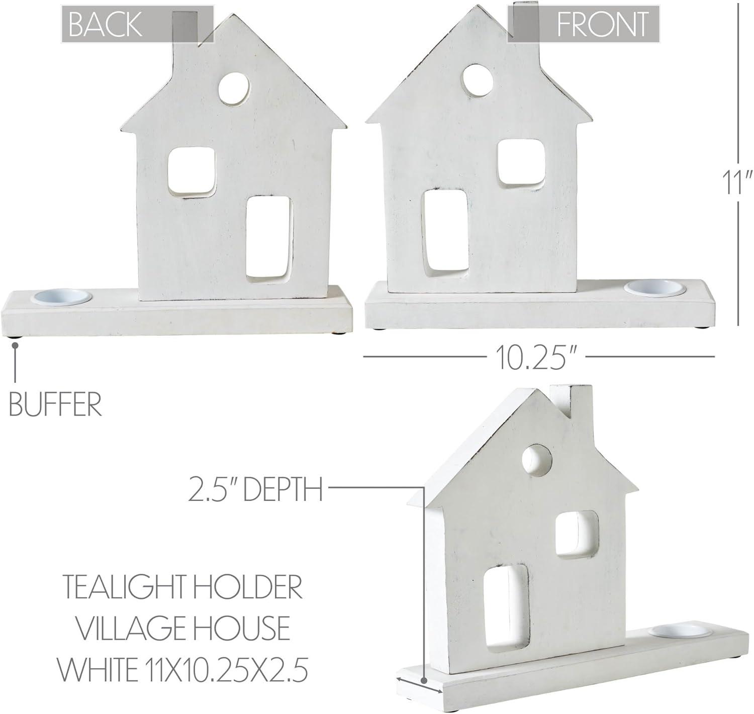 Tealight Holder Village House White 11x10.25x2.5
