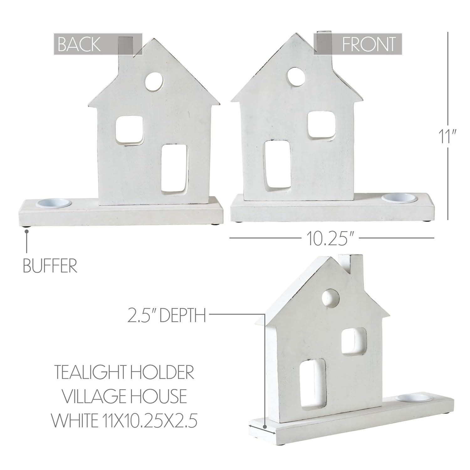 Tealight Holder Village House White 11x10.25x2.5