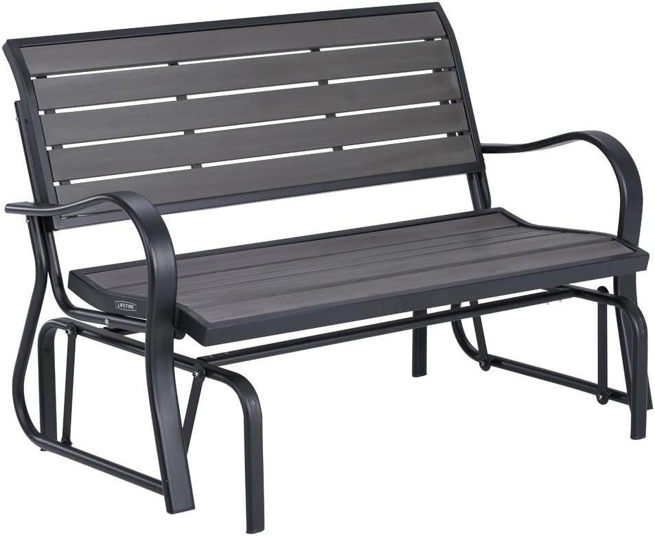 Harbor Gray and Black Polystyrene Outdoor Glider Bench