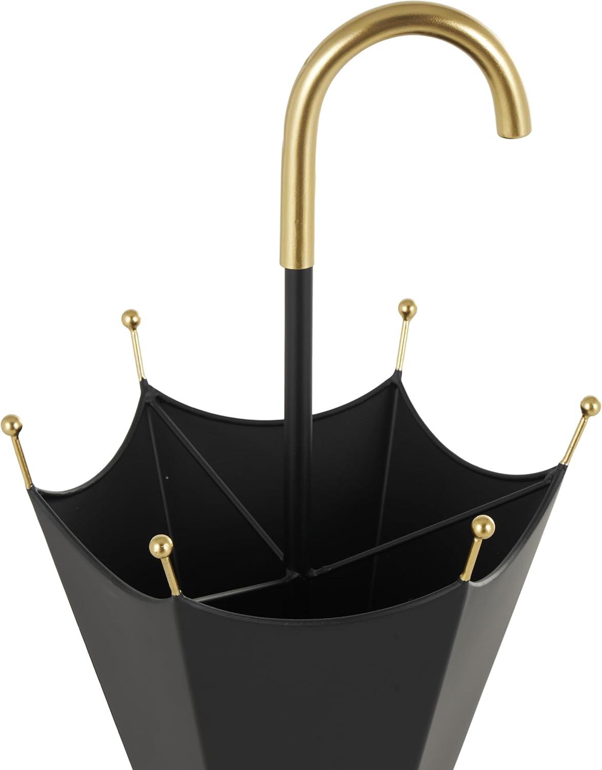 DecMode Gray Metal Galvanized Umbrella Stand with Copper Base and Handle