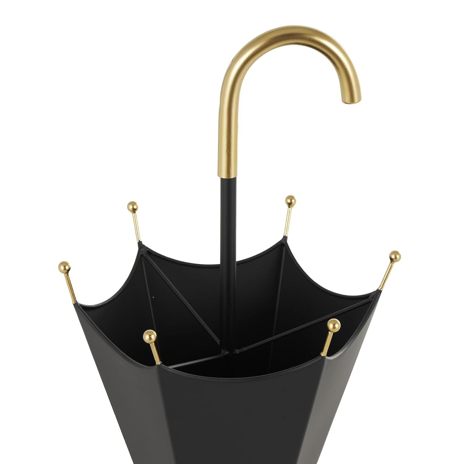 DecMode Gray Metal Galvanized Umbrella Stand with Copper Base and Handle