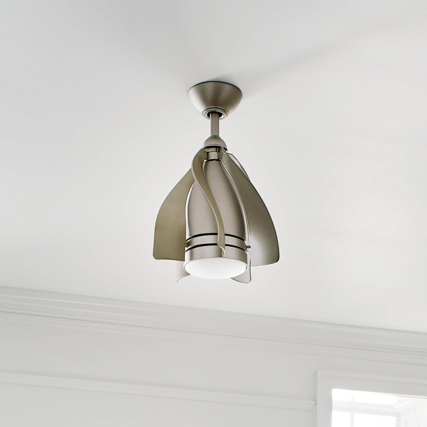 Contemporary 15" White LED Ceiling Fan with Remote and 4 Blades