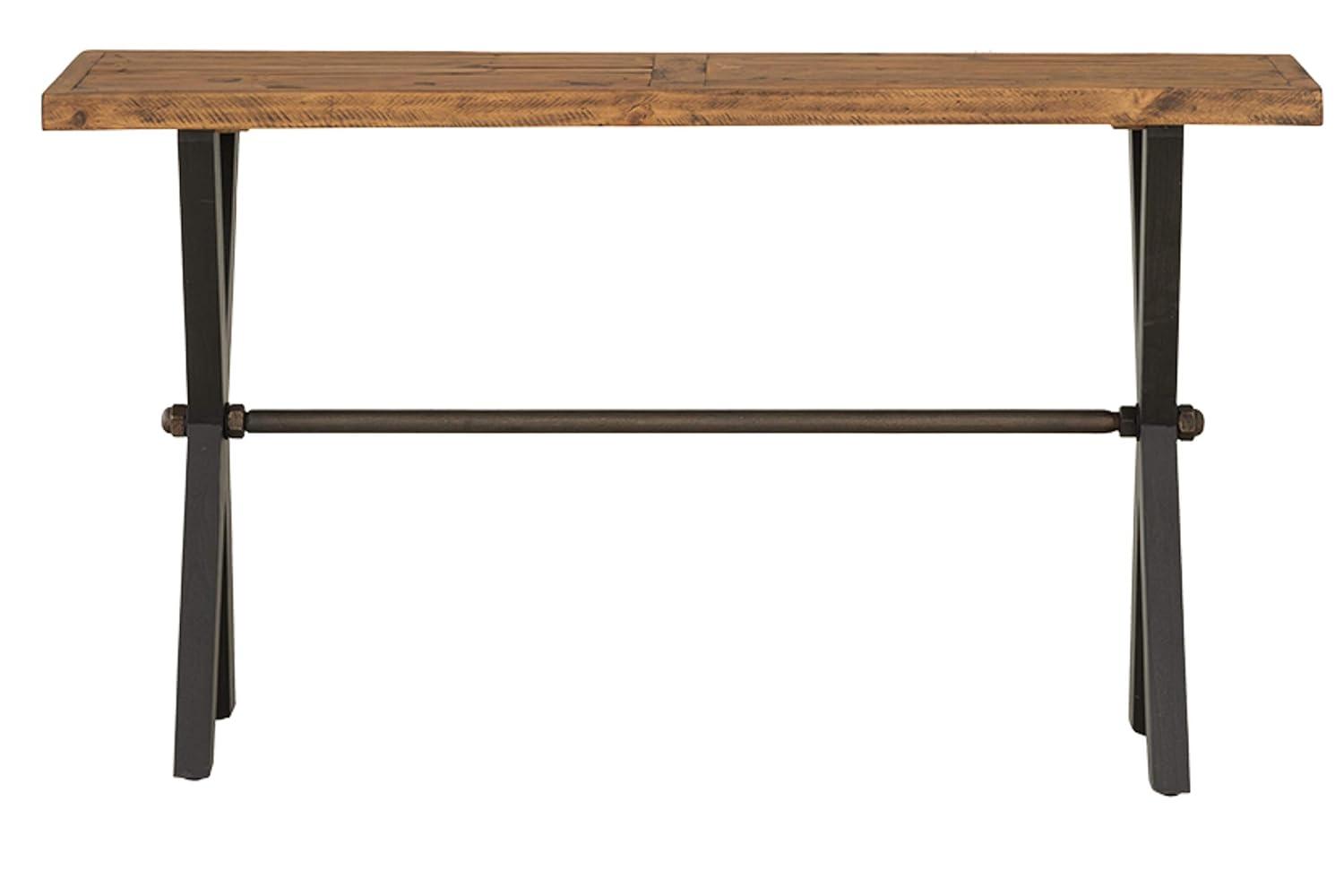Cortesi Home Austin Console Table, Solid Reclaimed Wood with Black Wood Legs, Honey Pine