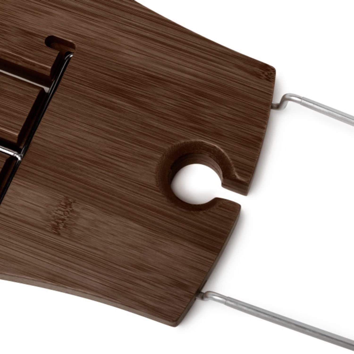Aquala Extendable Walnut Bamboo Bathtub Caddy with Modern Luxuries