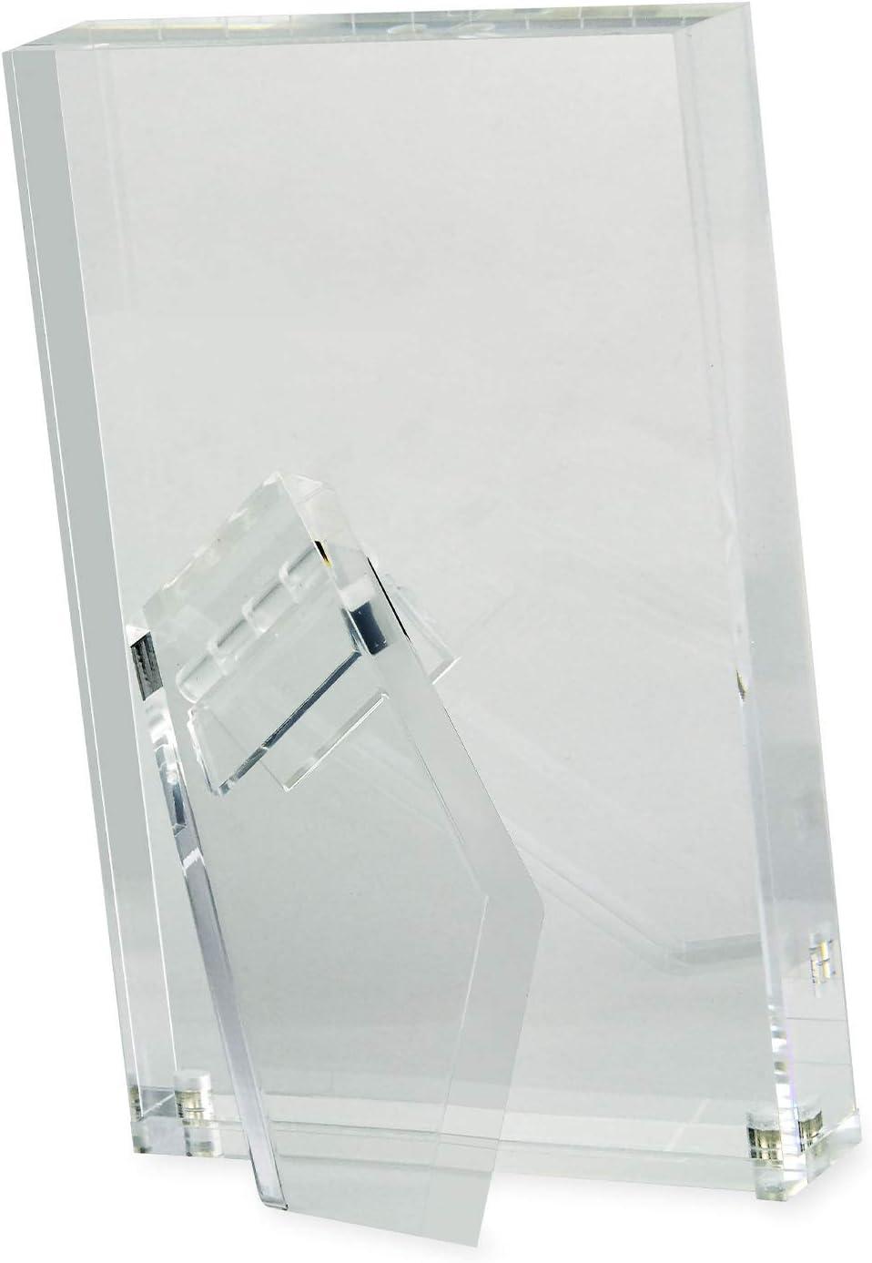 TIZO Design Vertical 4x6 Lucite Picture Frame, Durable 1 Inch Thick Clear Lucite Magnetic Closures, Elegant & Practical Boutique Quality Photo Frame (Multiple Colors Available) (With Gift Box)