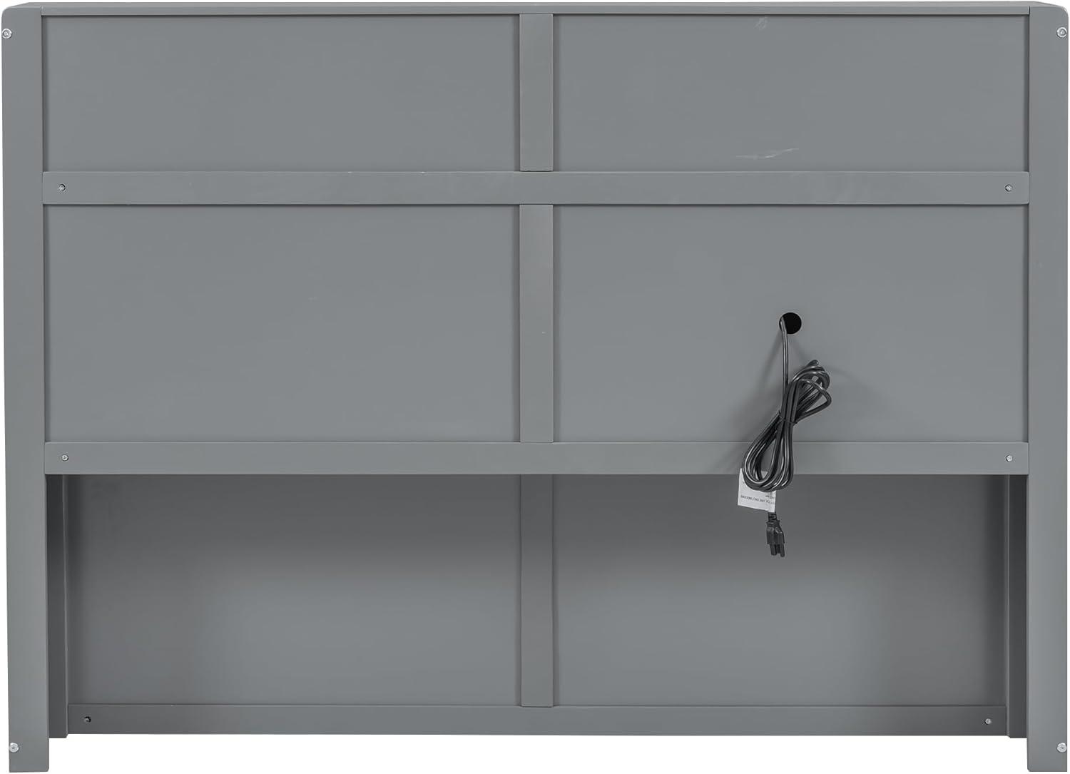 Linique Hydraulic Platform Bed, Wood Full Size Bed Frame with Storage LED Headboard, Built-in Charging Station and 2 Drawers (White)