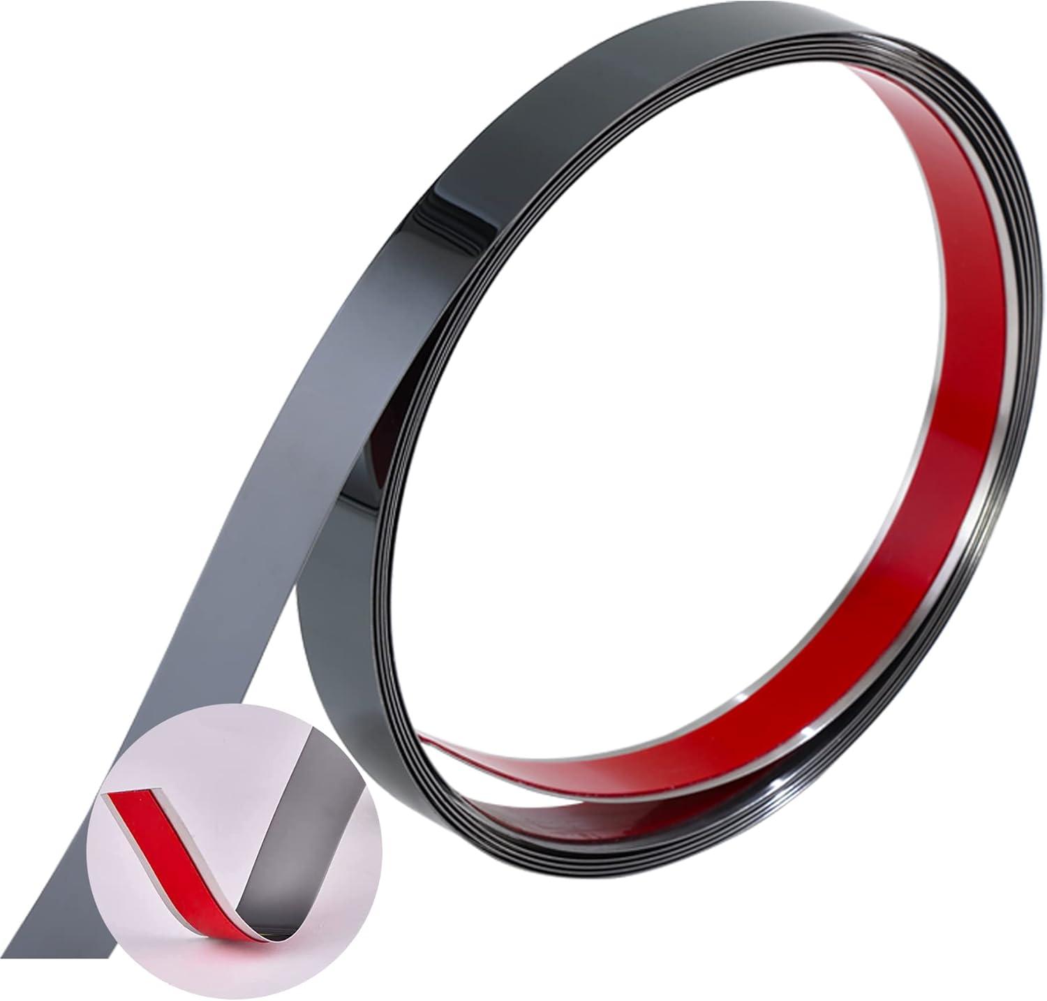 Stainless Steel Wall Molding Trim Peel and Stick, Flexible Self-Adhesive Metal Trim for Ceiling, Mirror Frame and More, Mirror-Like Finish Metallized Silver