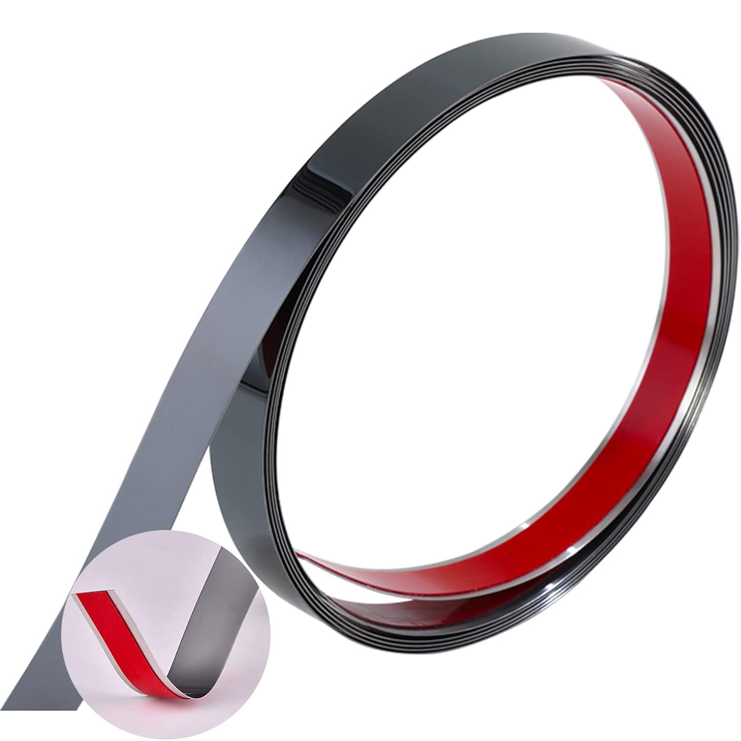 Stainless Steel Wall Molding Trim Peel and Stick, Flexible Self-Adhesive Metal Trim for Ceiling, Mirror Frame and More, Mirror-Like Finish Metallized Silver