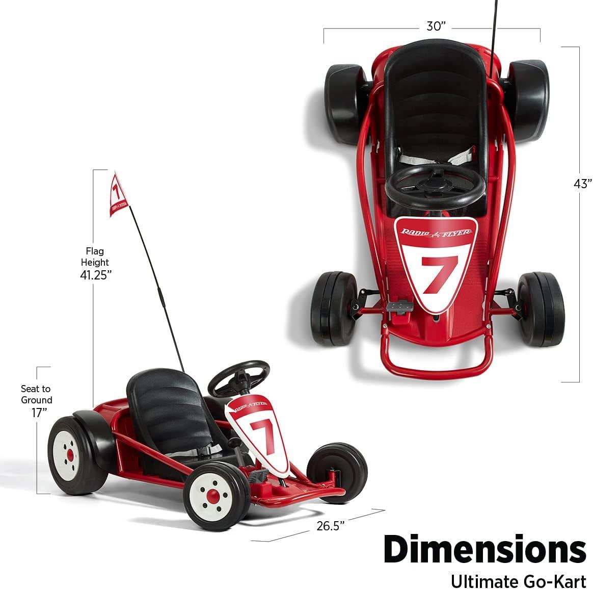 Radio Flyer Ultimate Go-Kart Kids Ride-On Toy, 24 Volts, Outdoor Fun with 3 Speed Settings and Automatic Braking, Pink