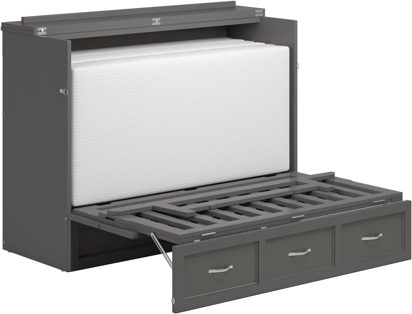 AFI Northfield Grey Full Solid Wood Murphy Bed Chest