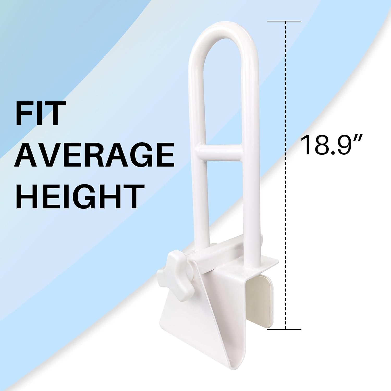 Bathtub Safety Rail,White Bathtub Rail Clamp Railing Bath Support Adjustable Shower Hand Grip Handle Assist Grab Bar