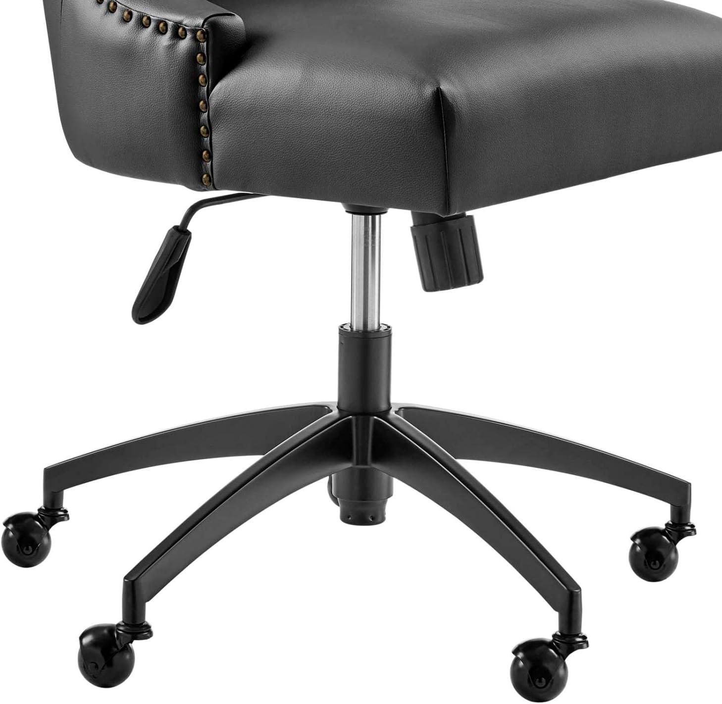 Modway Empower Channel Tufted Vegan Leather Office Chair Black: Metal Frame, Adjustable Height, Modern Style
