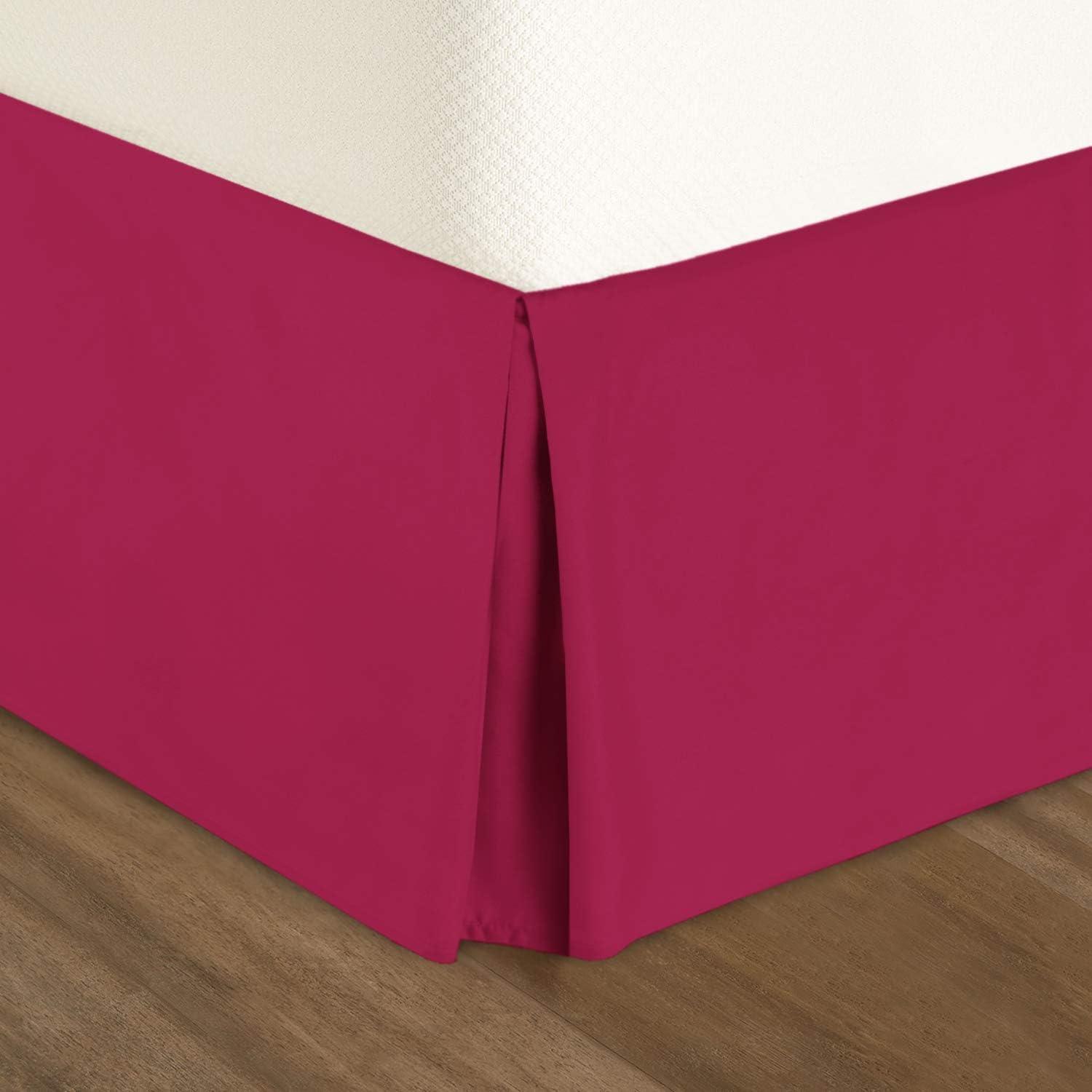 Clara Clark Pleated Bed Skirt - 14 inch Tailored Drop - Luxury Microfiber Dust Ruffle - Includes 8 Pins, Twin Size, Black