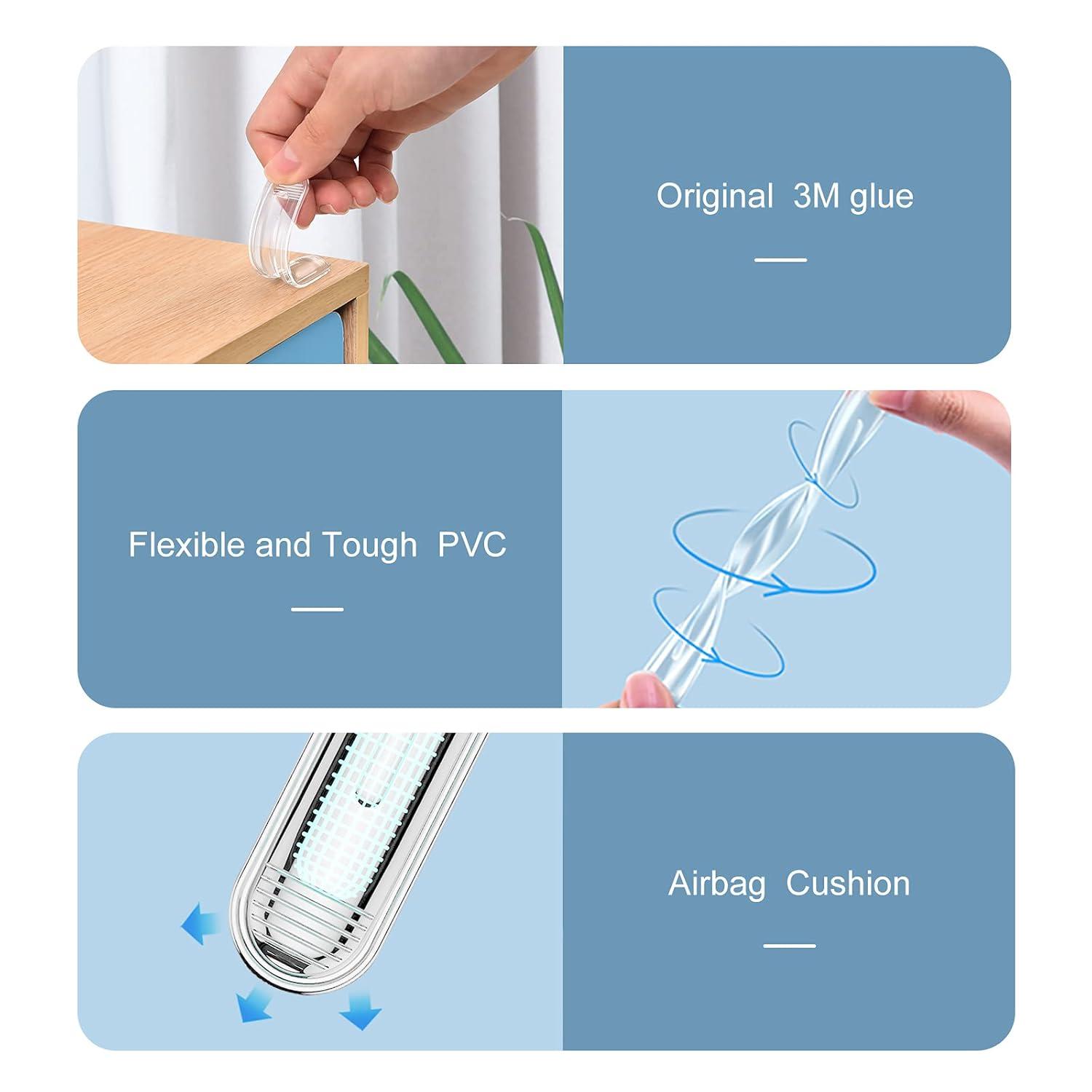 Clear Cabinet Door Bumpers, xuenair Cabinet Bumpers Clear Wall Protector,Cabinet Door Bumpers for Kitchen Cabinets, Car Doors, Furniture, Toilet Lids etc(4 Long 4 Short,8 PCS)