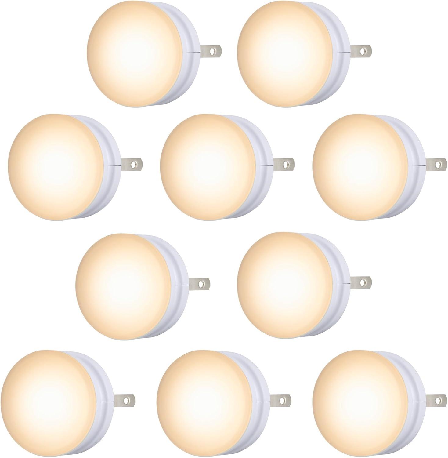 Lights by Night Mini LED Night Light, 10 Pack, Plug-in, Dusk to Dawn, Compact, UL-Listed, Ideal for Office, Bathroom, Bedroom, Nursery, Hallway, Kitchen, White, 55166, 10
