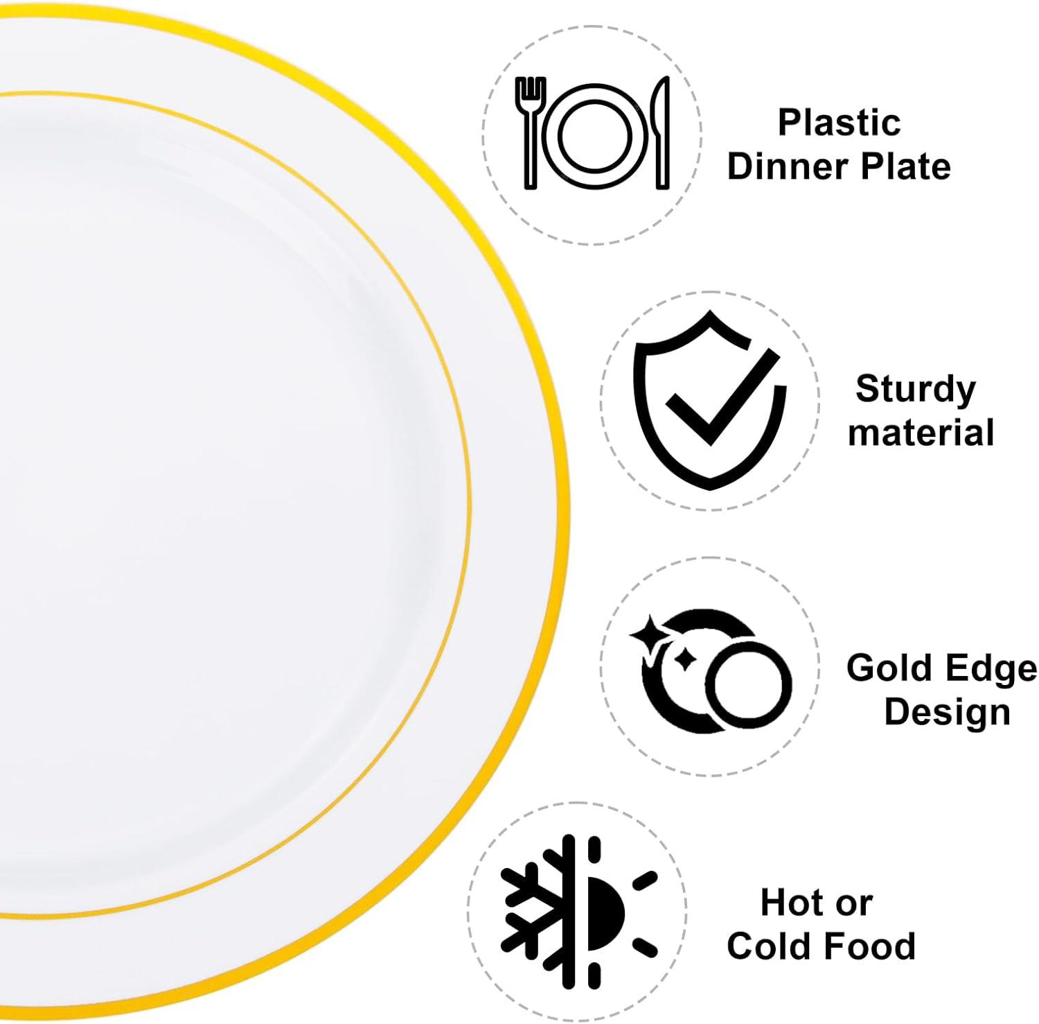 WELLIFE Silver Plastic Dinner Plates 72 Pieces, 10.25" Silver Disposable Plates, Premium Hard Plastic Lunch Plates, Ideal for Wedding and Party