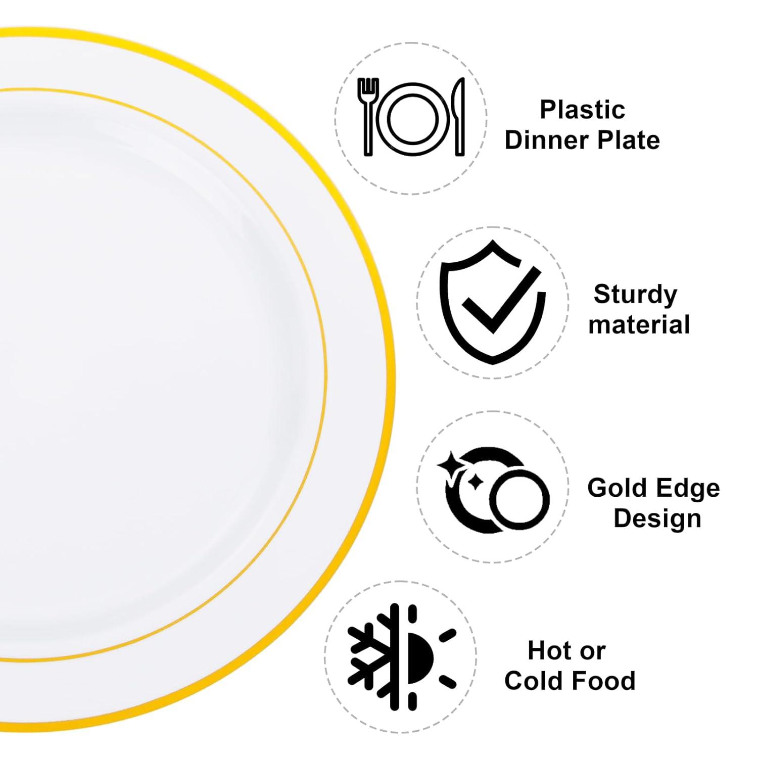 WELLIFE Silver Plastic Dinner Plates 72 Pieces, 10.25" Silver Disposable Plates, Premium Hard Plastic Lunch Plates, Ideal for Wedding and Party