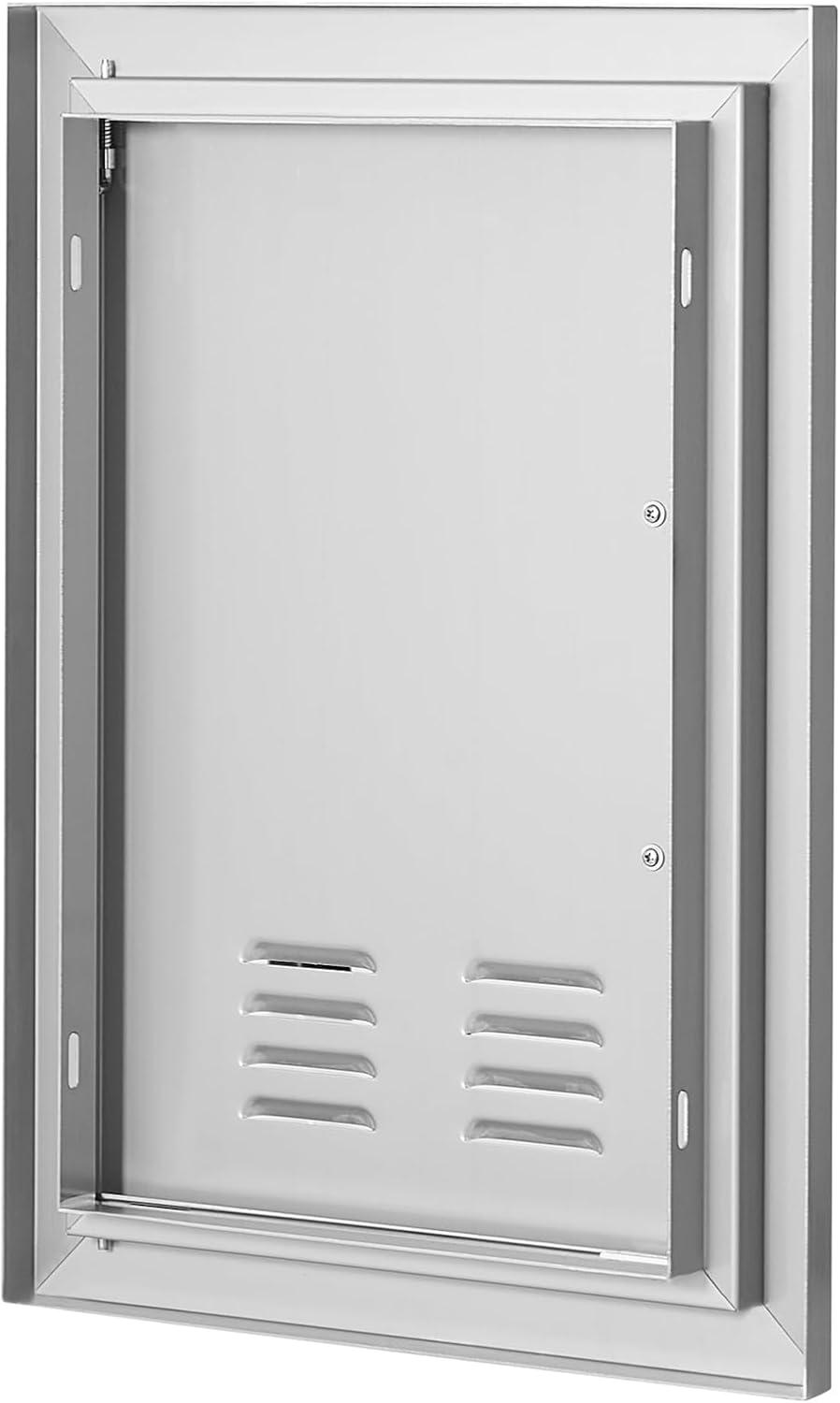24 in. W x 17 in. H Single Outdoor Kitchen Door BBQ Access Door Stainless Steel Flush Mount Door Wall Vertical Door