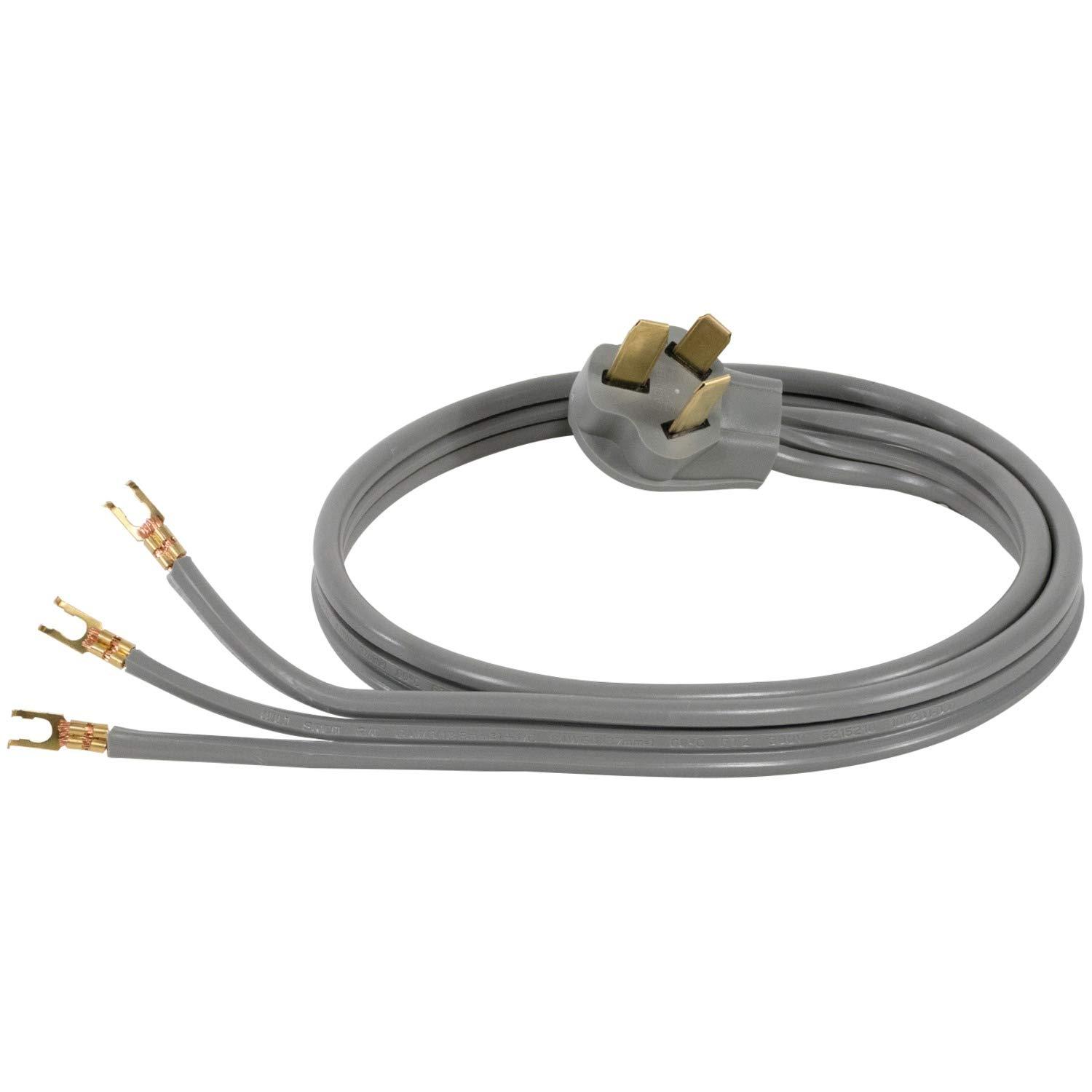 Certified Appliance Accessories 40-Amp Appliance Power Cord, 3 Prong Range Cord, 3 Wires with Open-End Connectors, 6 Feet, Copper Wire