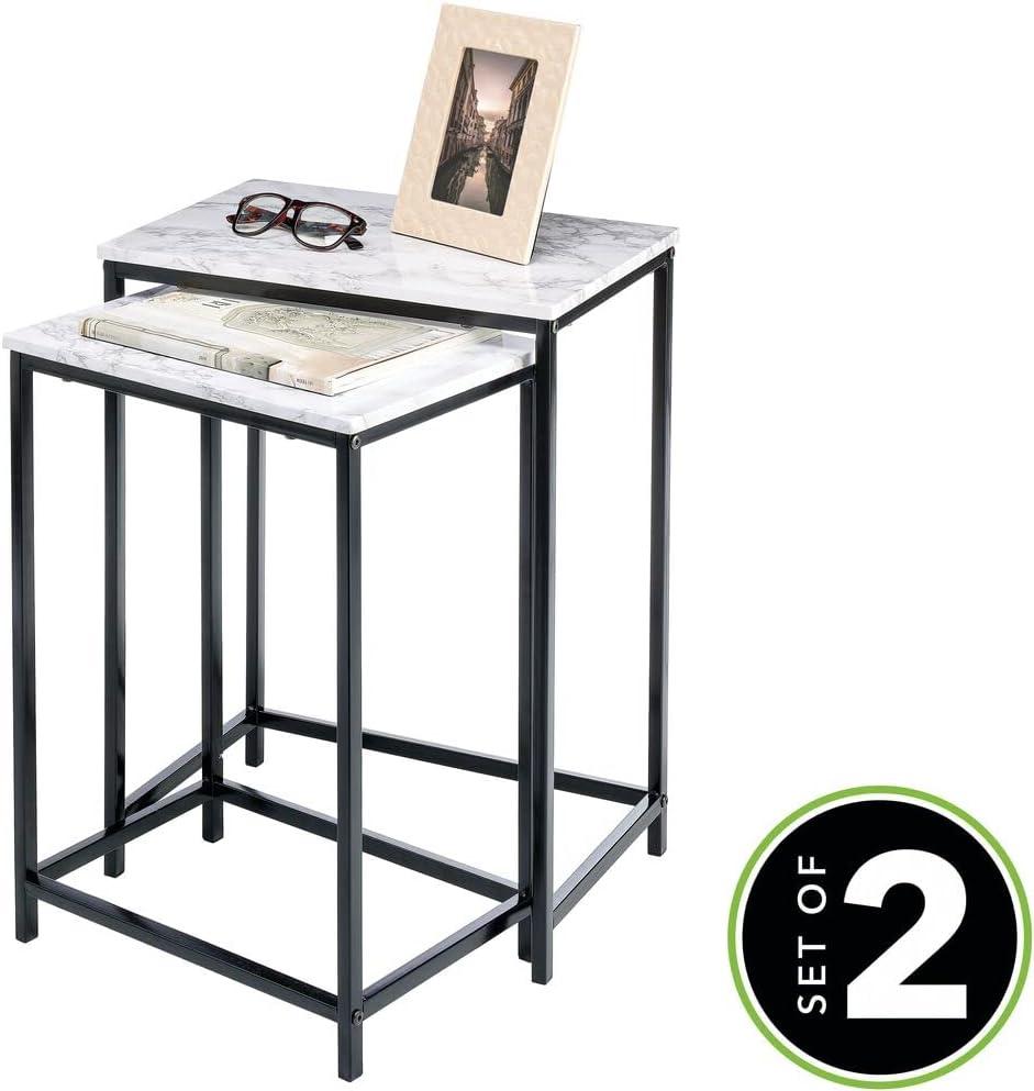 mDesign Modern Home Decor, Metal Wood End Table