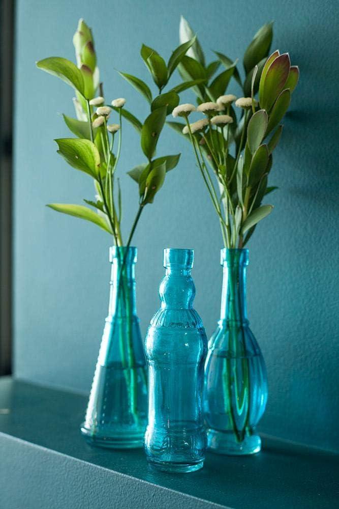 PaperLanternStore.com Marguerite Turquoise Vintage Glass Bottle Glassware Flower Vase