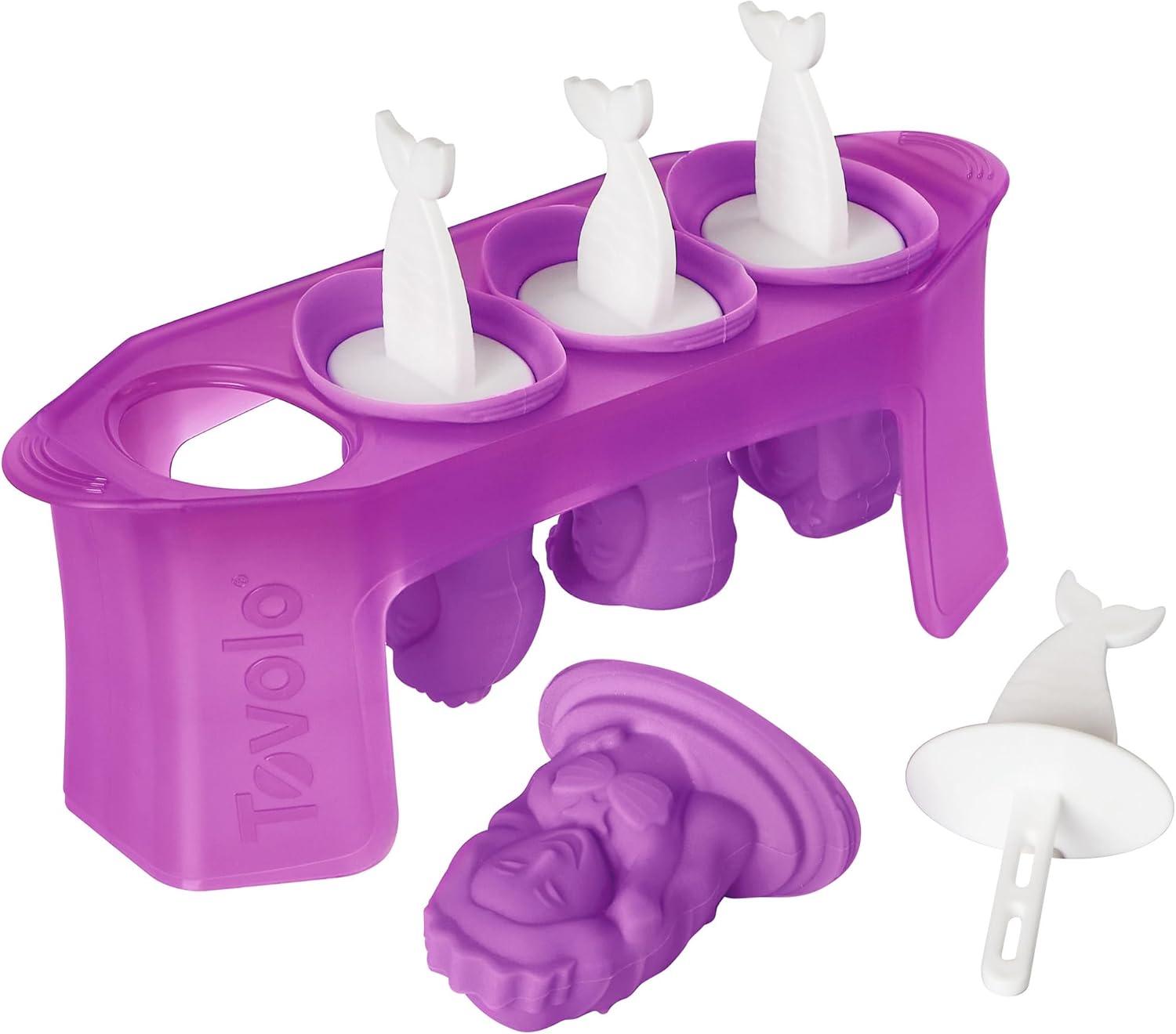 Tovolo Mermaid Popsicle Mold: 4-Cavity, Dishwasher-Safe, Clear Plastic, 5-Piece Set, 2.6 oz Capacity per Cavity