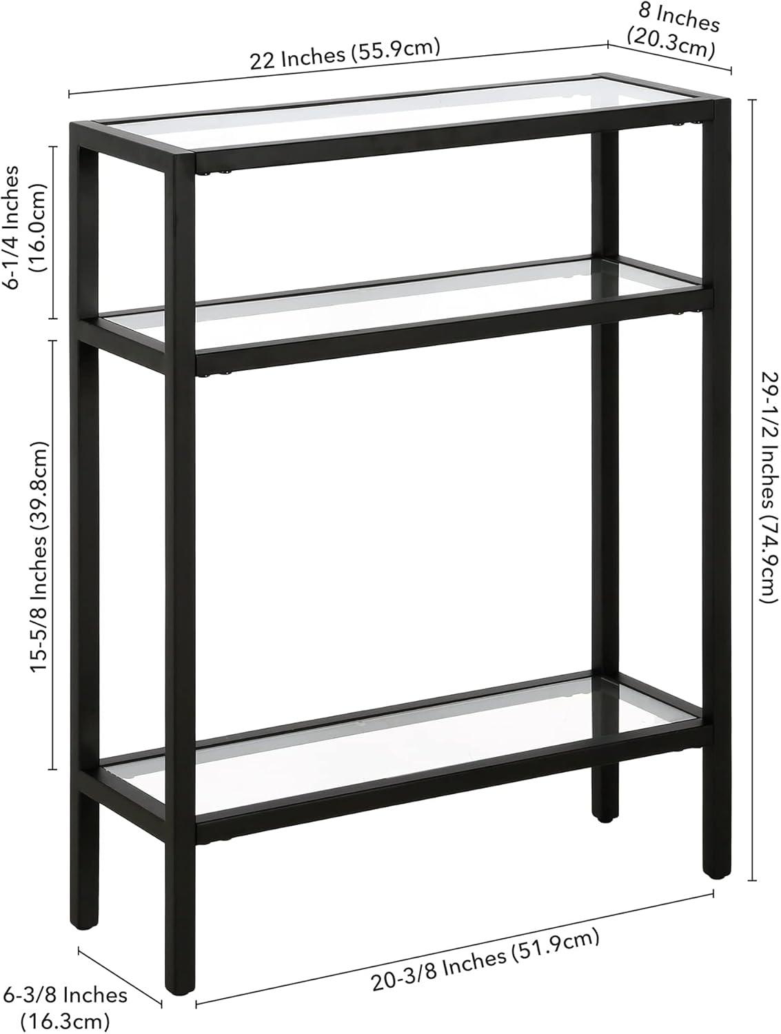Evelyn&Zoe Sivil 22" Wide Rectangular Console Table, Blackened Bronze