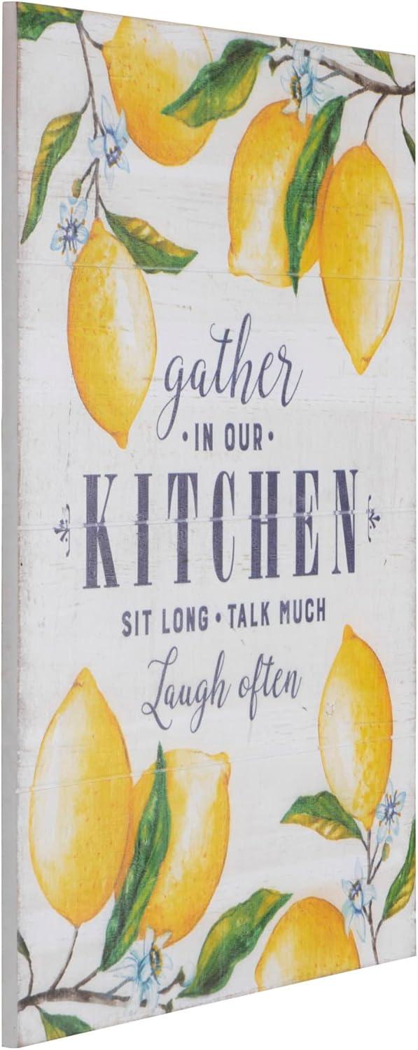Creative Co-Op "Gather in Our Kitchen…" Wood Wall Décor with Lemons
