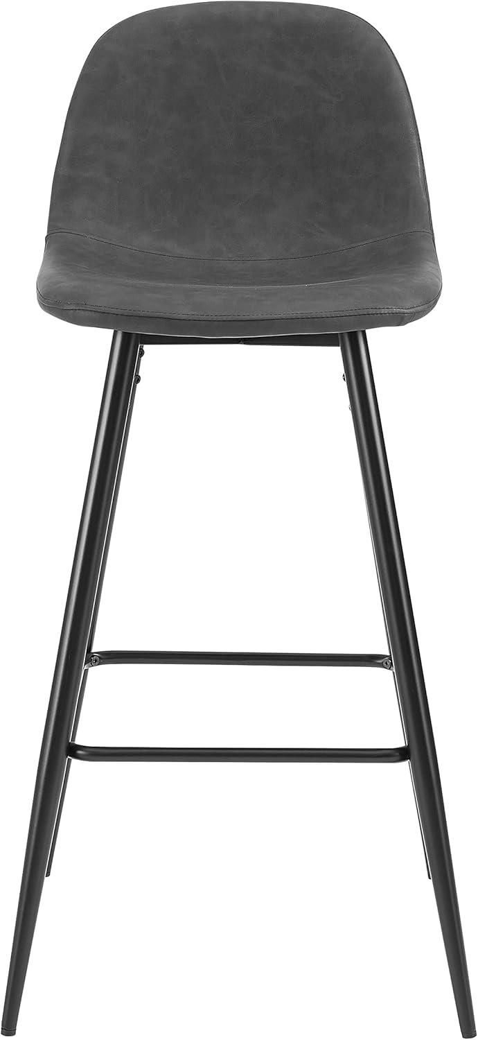 Weston Distressed Black Faux Leather Bar Stools, Set of 2