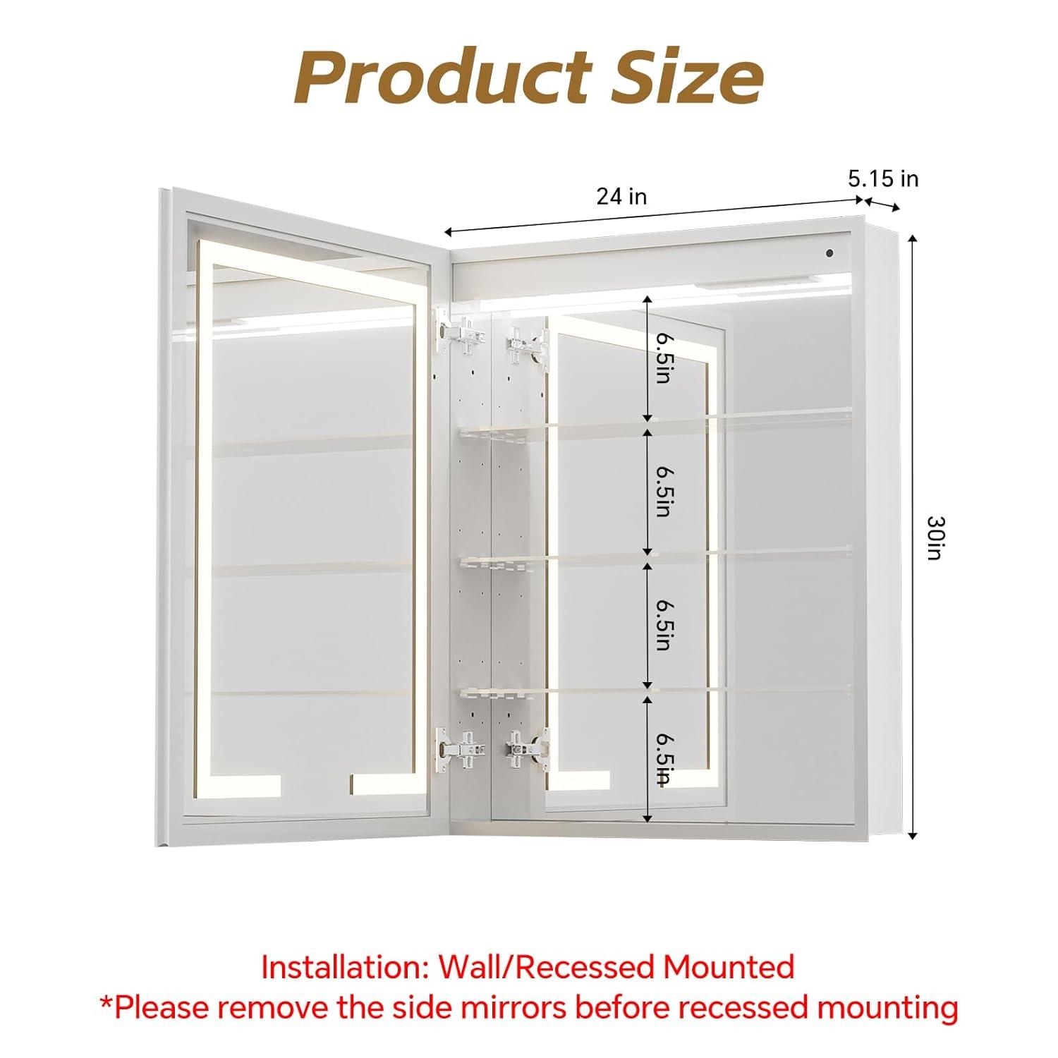 Ebern Designs Christhilde Medicine Cabinet with LED Mirror for Bathroom, Defog, Stepless Dimming, 3 Color Change, 2 Outlets, 2USB & Reviews | Wayfair
