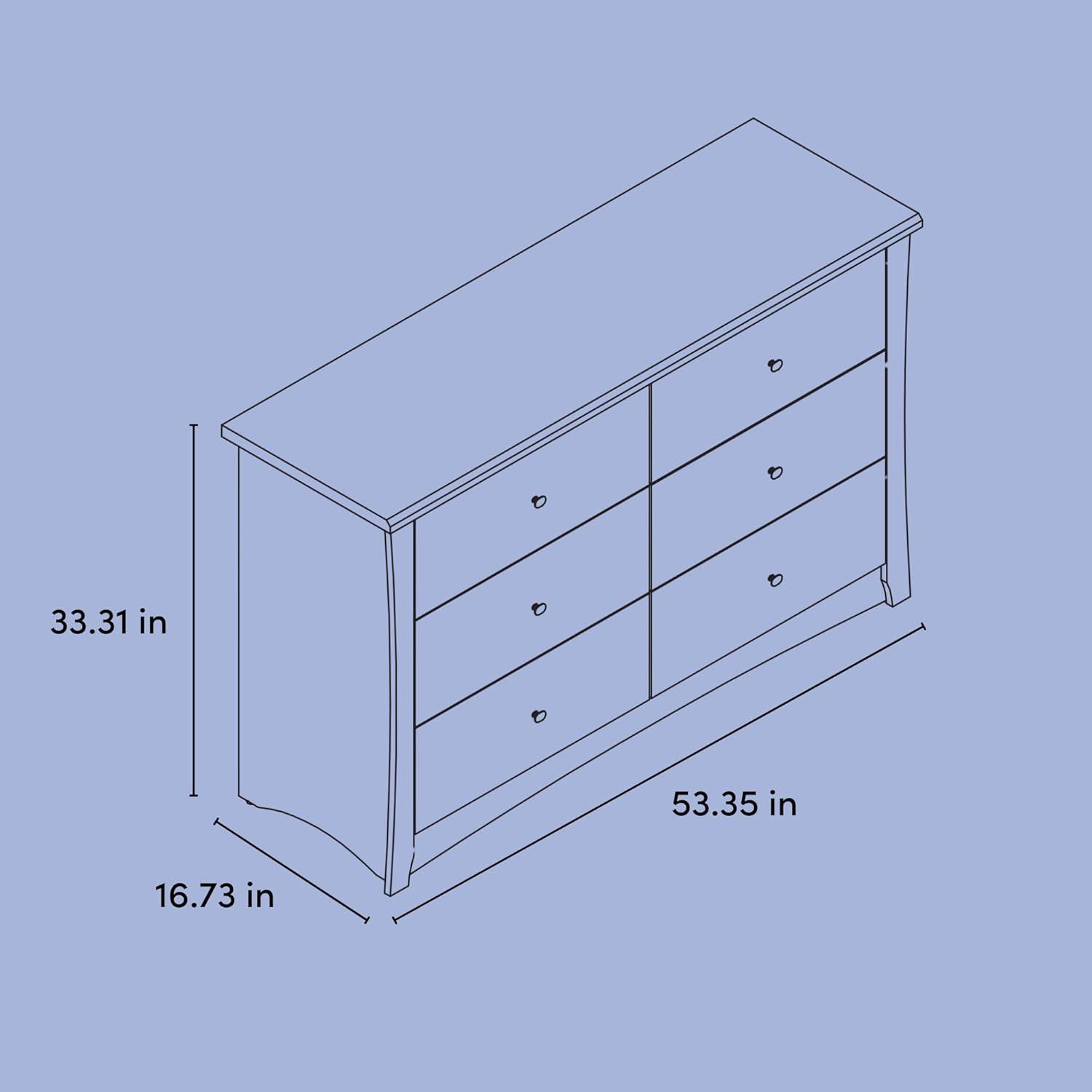 Crescent 6 Drawer Double Dresser