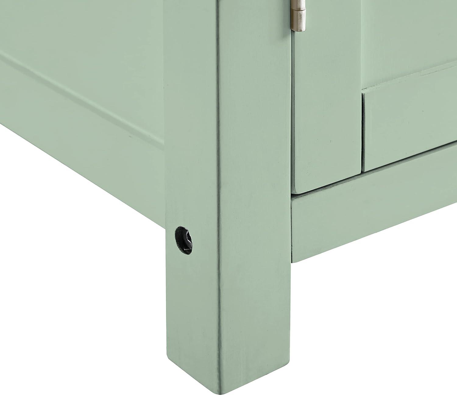 Savannah Wood Top Drop Leaf Kitchen Island/Cart Mint - Crosley: Adjustable Shelves, Spice Rack, Caster Wheels