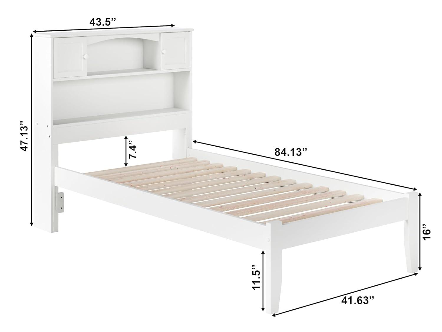 AFI Full Newport Bed with Open Footboard White: Kids' Platform with Bookcase Headboard, No Box Spring Needed