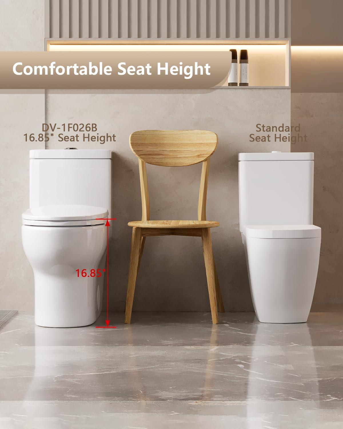 Ally Standard Bathroom Toielt, Modern Toilet with Comfort Chair Height Floor Mounted(Seat Included)