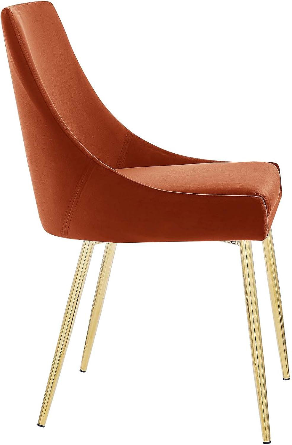 Gold Orange Luxe Velvet & Gold Metal Parsons Side Chair