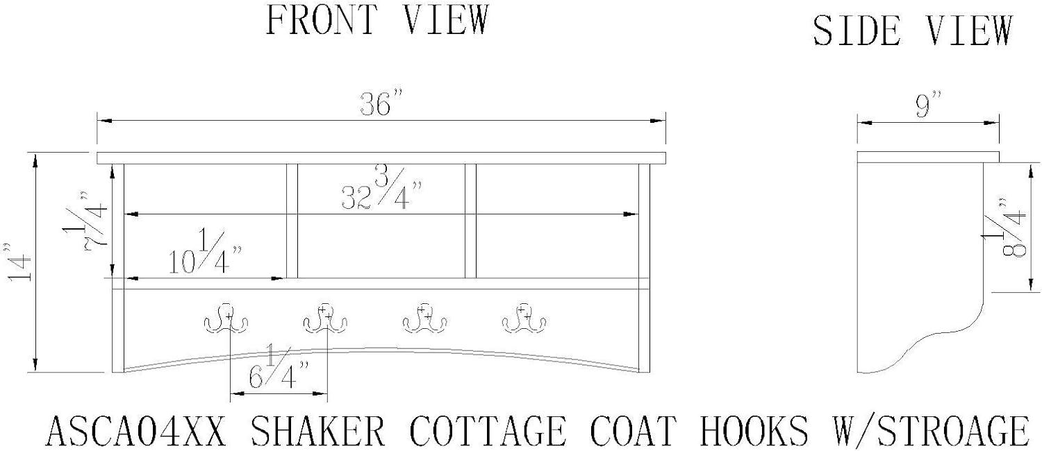 Shaker Cottage Chic 40'' White Wood Hall Tree with Storage Bench