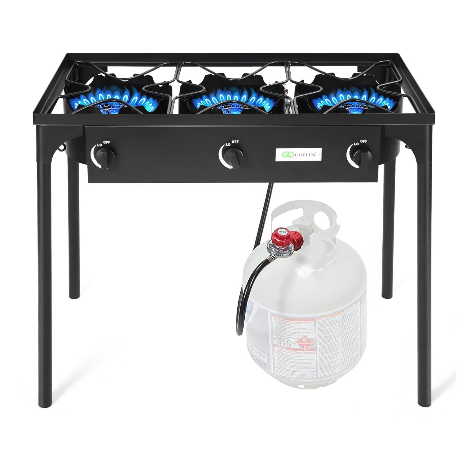 Costway Portable Propane 225,000-BTU 3 Burner Gas Cooker Outdoor Camp Stove BBQ