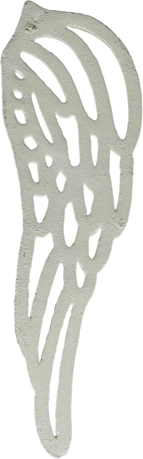 Zeckos Cast Iron Angel Wings Wall Sculpture White Set of Two