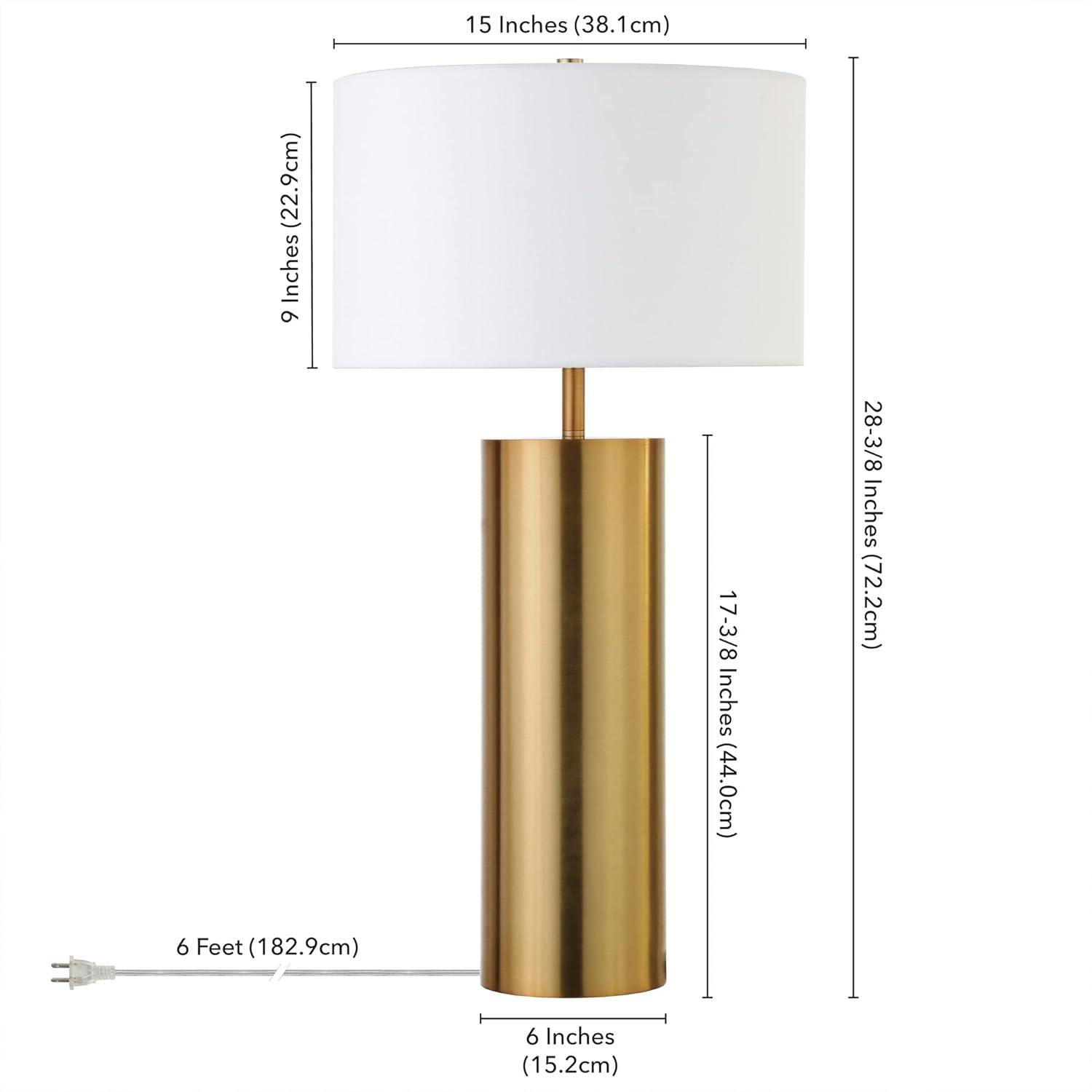 Evelyn&Zoe York 29.5" Mid-Century Modern Metal Table Lamp with White Drum Fabric Shade