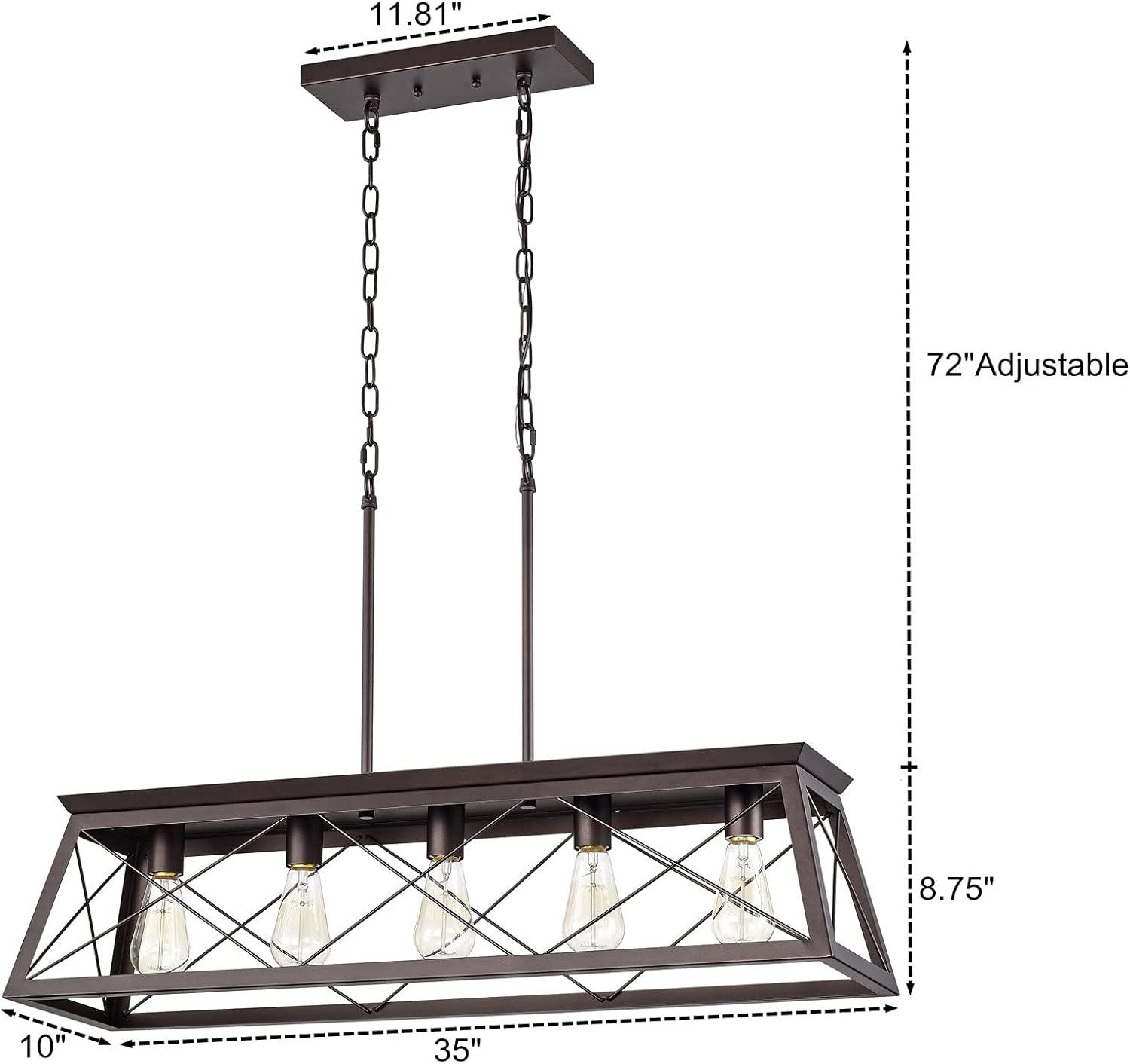 Progress Lighting Briarwood 5-Light Linear Chandelier, Antique Bronze, Faux-Painted Wood Enclosure