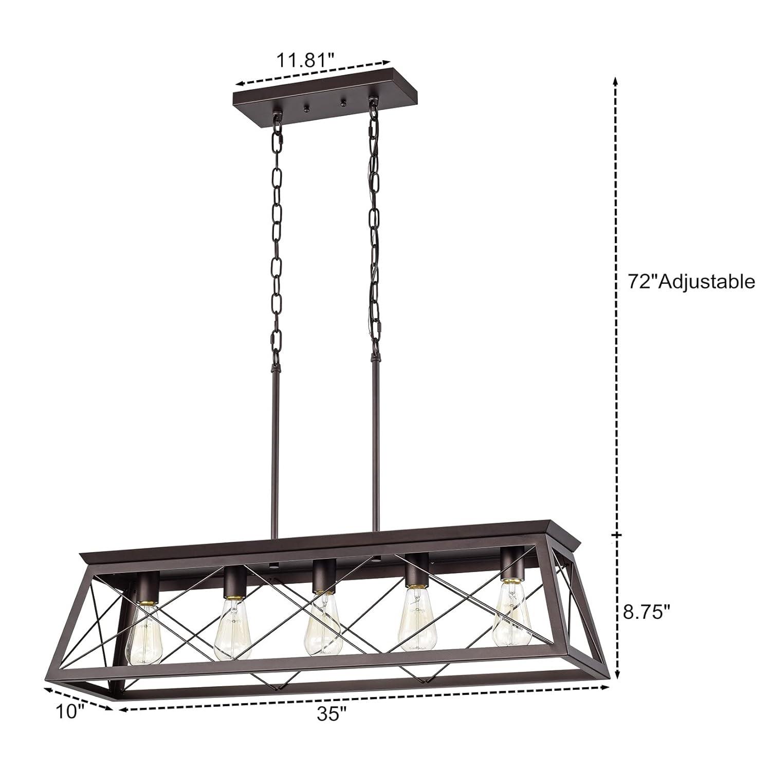 Progress Lighting Briarwood 5-Light Linear Chandelier, Antique Bronze, Faux-Painted Wood Enclosure