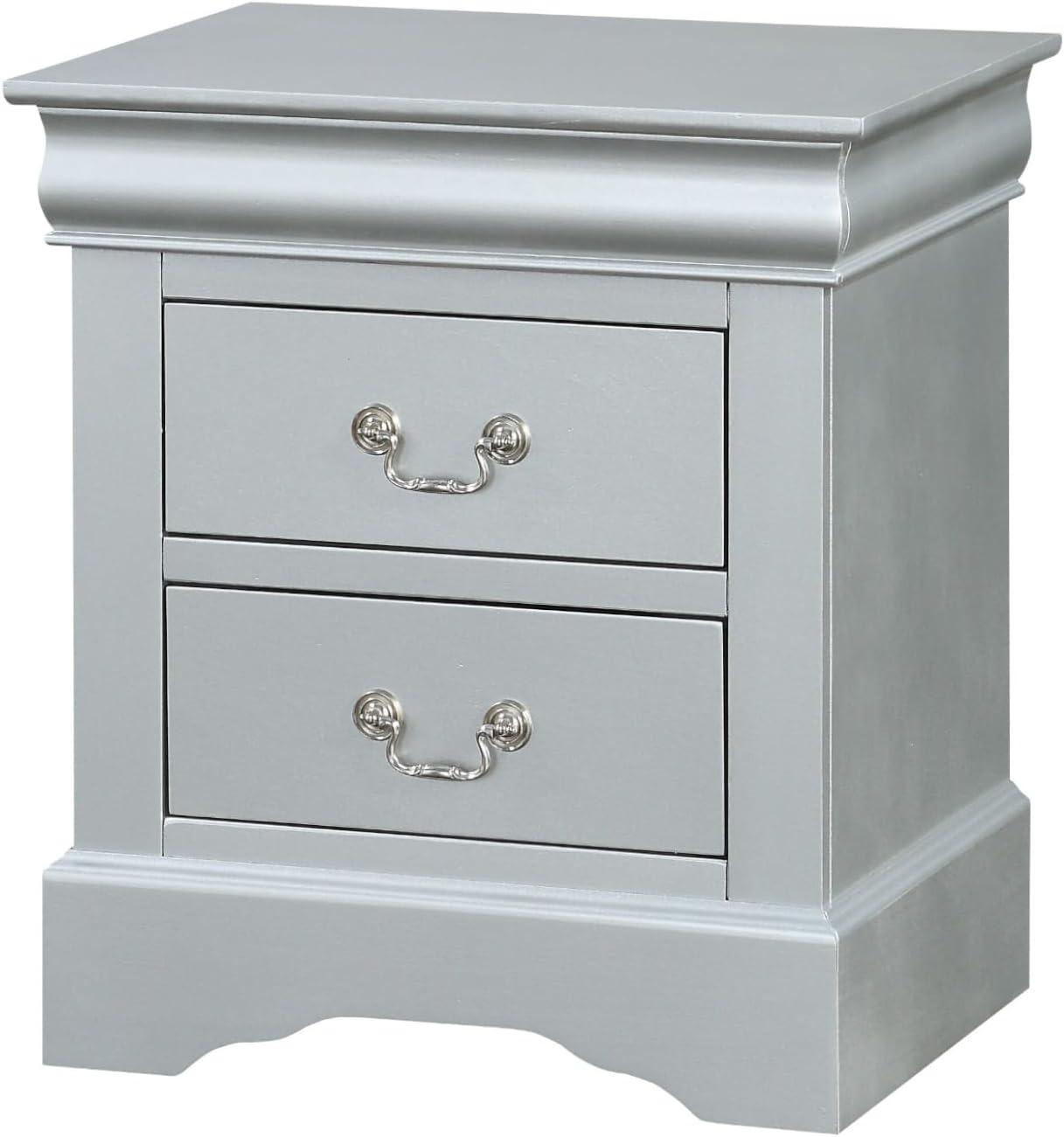 ACME Louis Philippe III Nightstand - Platinum - 24 x 22 x 16 in.