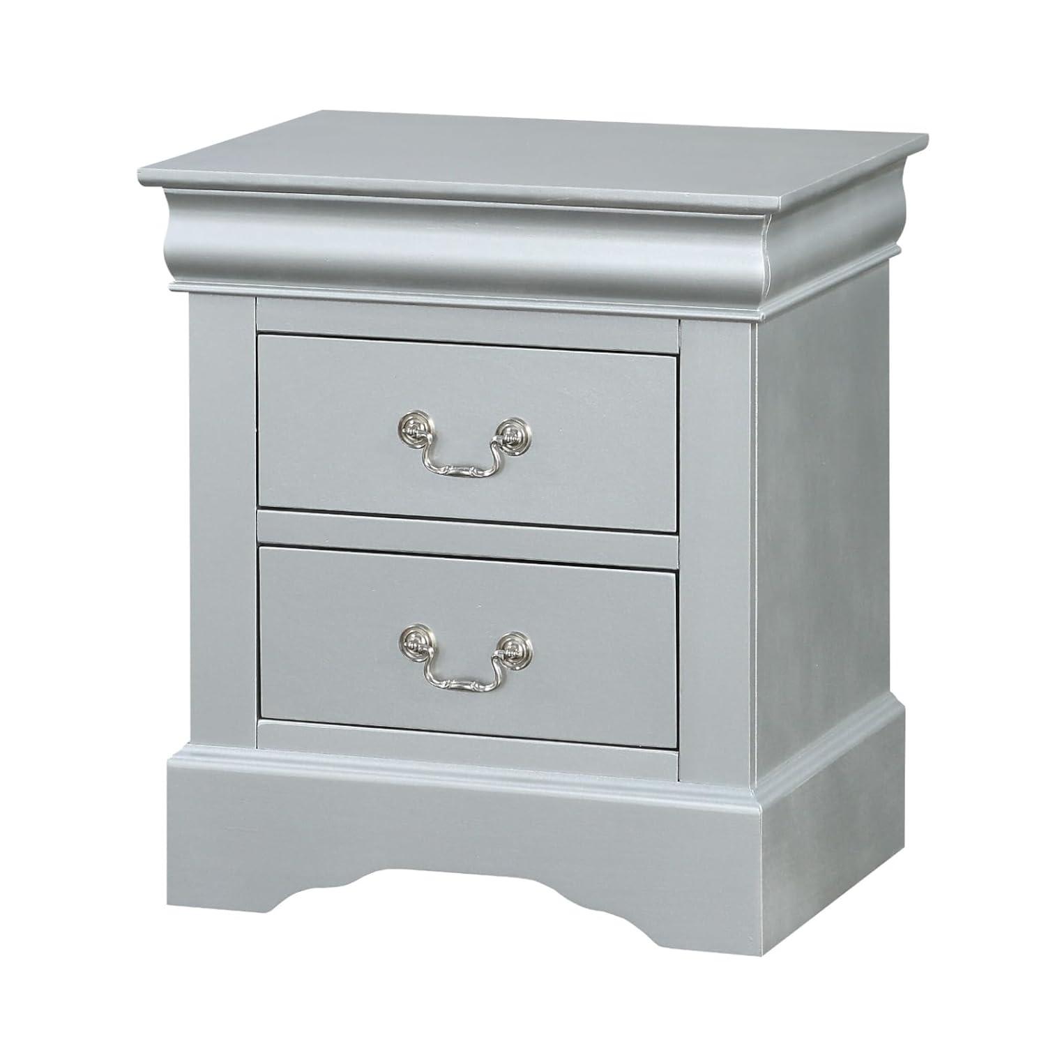 Acme Furniture Louis Philippe III Nightstand Platinum Finish