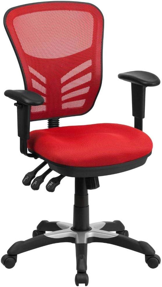 Flash Furniture Mid-Back Mesh Multifunction Executive Swivel Ergonomic Office Chair with Adjustable Arms