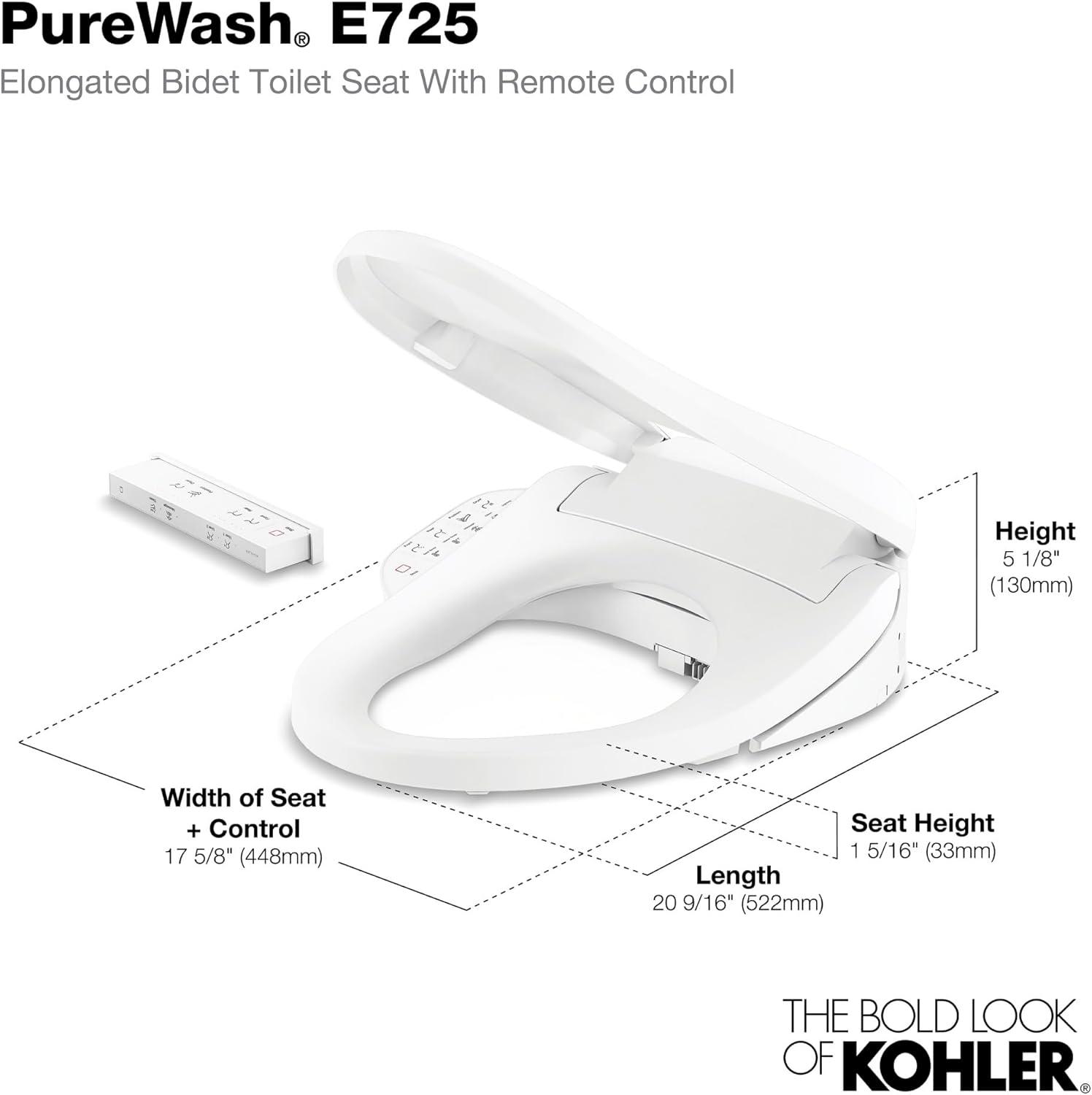 Purewash E725 Elongated Bidet Toilet Seat With Remote Control
