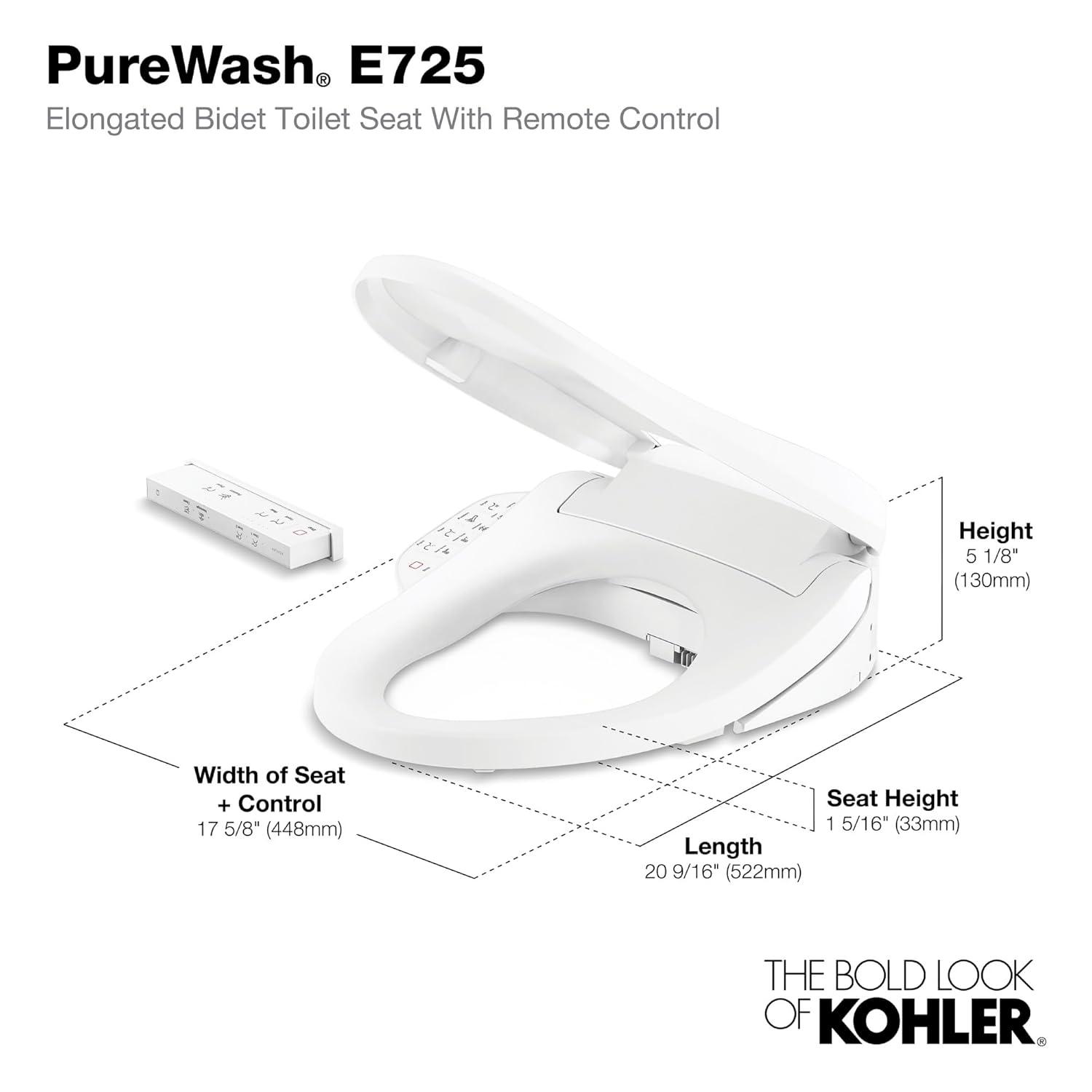 Purewash E725 Elongated Bidet Toilet Seat With Remote Control