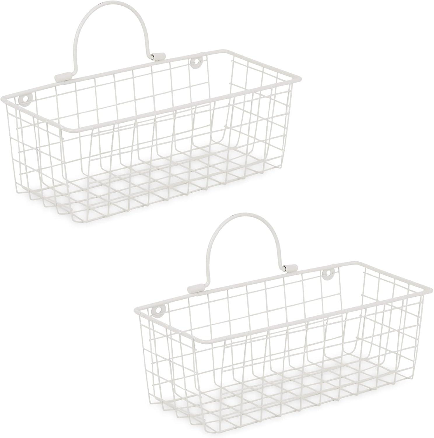 Medium Aqua Wire Wall Basket Set/2