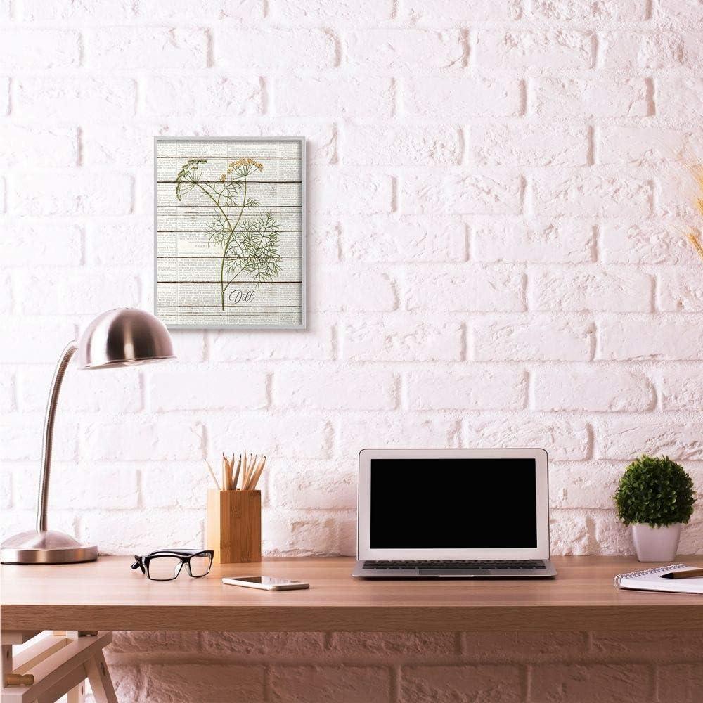 Stupell Industries Dill Vintage Herb Kitchen Dining Room Word Collage Design Gray Farmhouse Rustic Framed Giclee Texturized Art by Kimberly Allen